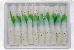 Vietnam Frozen Grilled Loligo Squid Fillet Slice Sushi Displayed for Export Showcase