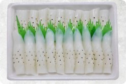 Vietnam Frozen Grilled Cuttlefish Fillet Sushi beautifully displayed for export
