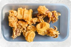 Vietnam Frozen Loligo Squid Ring Karaage Displayed for Buyers