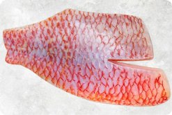 Vietnam Frozen Red Tilapia Fillet Skin On on display