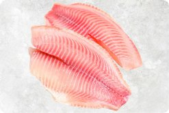 Vietnam Frozen Tilapia Fillet Shallow Skinned on display for buyers