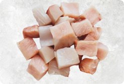 Vietnam Frozen Swordfish Cube beautifully displayed for customers