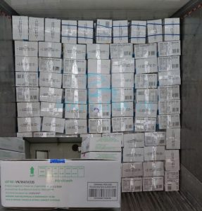 Container loading of frog legs under quality monitoring