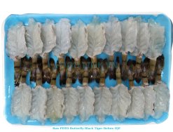 Vietnam Frozen Raw PDTO Butterfly Black Tiger Shrimp Before IQF Freezing