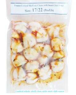 Frozen Cooked Whole Shell Clam With Sauce chili flavor produced in Vietnam