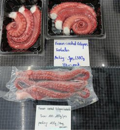 IQF Frozen Cooked Giant Octopus Tentacles Being Packed in Vietnam