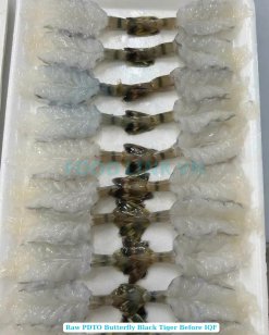 Frozen Raw PDTO Butterfly Black Tiger Shrimp Before IQF Freezing in Vietnam