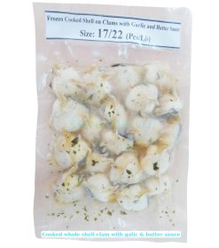 Frozen Cooked Whole Shell Clam With Sauce garlic butter flavor produced in Vietnam
