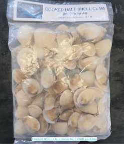 Frozen Cooked Half Shell White Clam retail bag packing in Vietnam