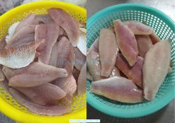 Vietnam Frozen Red Mullet Fillet Before and After Processing