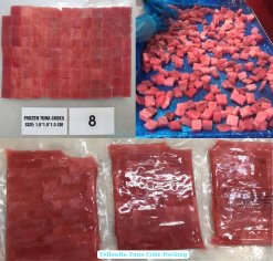 Vietnam Frozen Yellowfin Tuna Cube After IQF Freezing