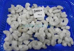 Frozen Broken Vannamei Shrimp Meat before bulk packing in Vietnam
