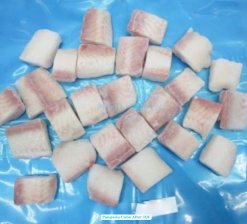 Frozen Pangasius Cube (Swai Fish) in Vietnam Before IQF Freezing