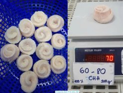 Frozen Pangasius Rose Roll After IQF Freezing in Vietnam