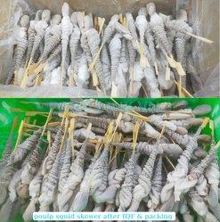 Vietnam Frozen Skewer Poulp Squid After IQF Freezing Process