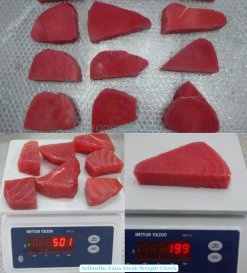 Vietnam Frozen Yellowfin Tuna Steak After IQF Freezing