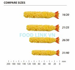 Size Comparison of Vietnam Frozen Breaded Torpedo Shrimp