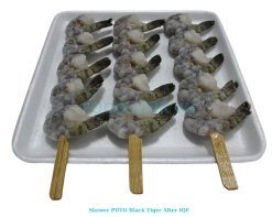 Vietnam Frozen Raw PD And PDTO Skewer Black Tiger Shrimp After IQF Process