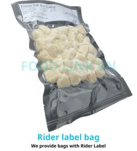 Rider label bag packaging design for enhanced seafood quality control