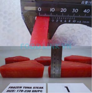 Measuring yellowfin tuna steak size for quality compliance
