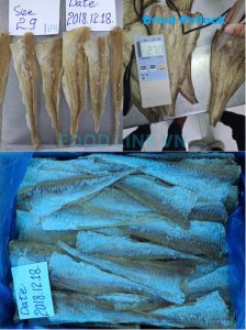 Dried pollock inspection during production and packing in Vietnam