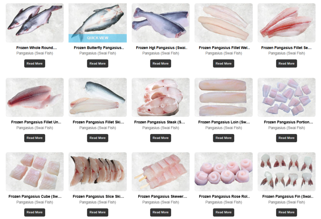 Pangasius Fish Vietnam fillet sizes and cuts